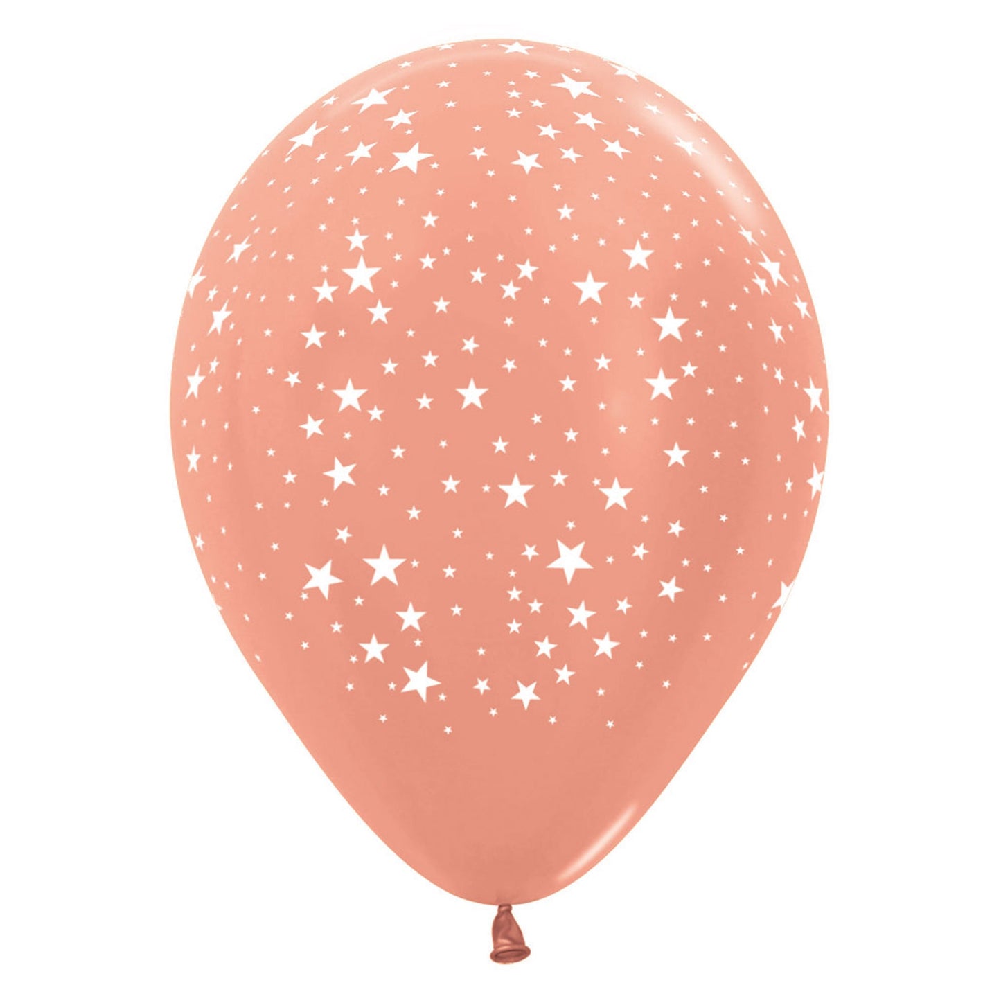 Sempertex 30cm Small Stars on Metallic Rose Gold Latex Balloons, 12PK
