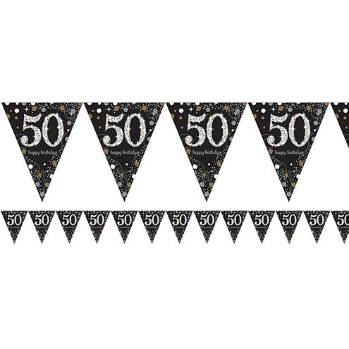 Sparkling Celebration 50 Prismatic Pennant Banner - Plastic
