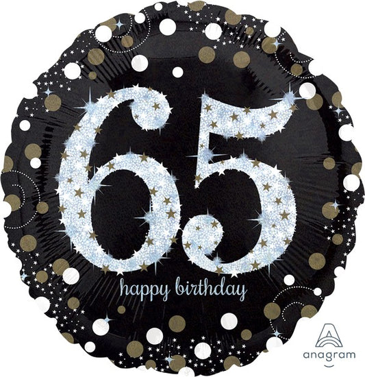 45cm Standard Holographic Sparkling Birthday 65 S55