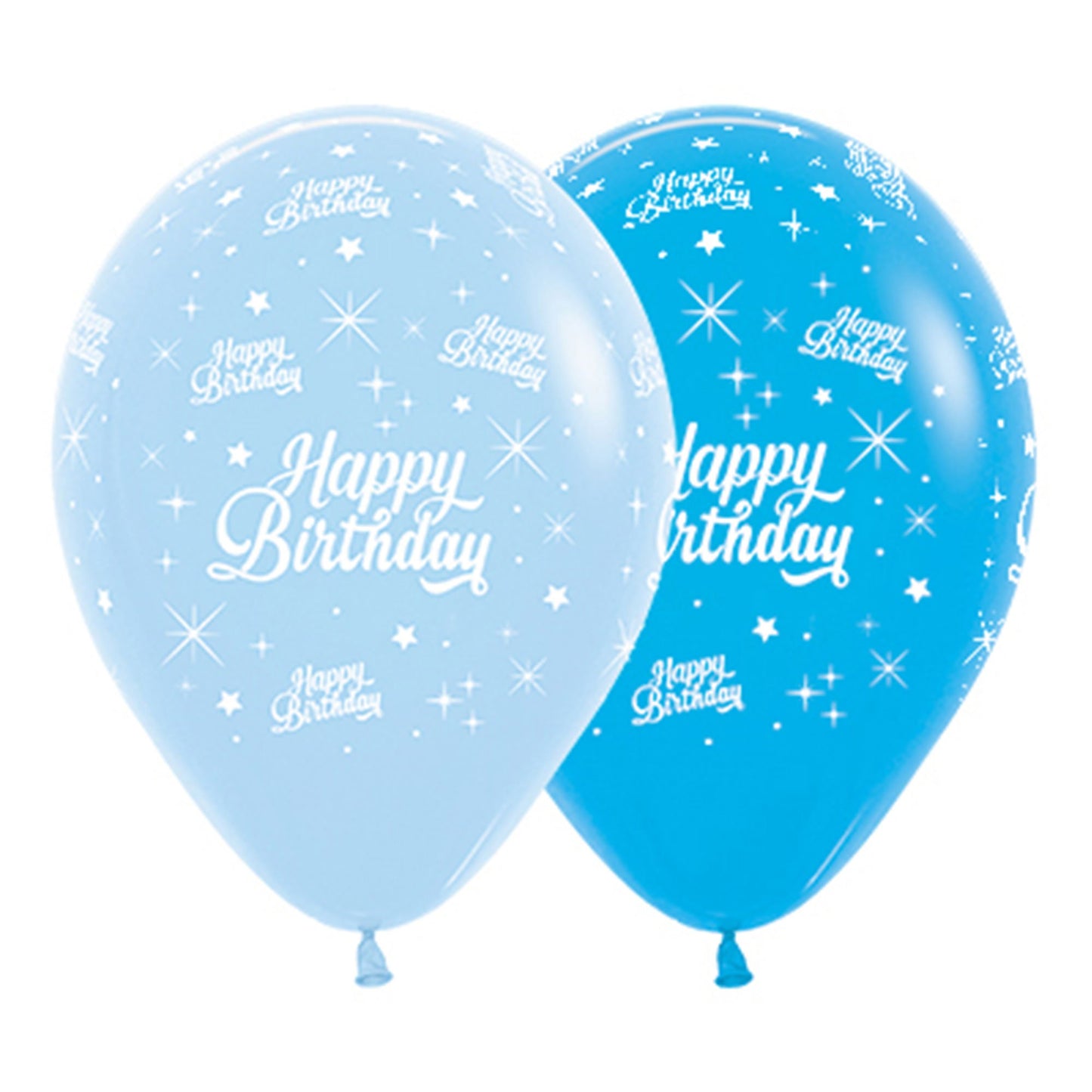 Sempertex 30cm Happy Birthday Twinkling Stars Fashion Blue & Royal Blue Latex Balloons, 6PK