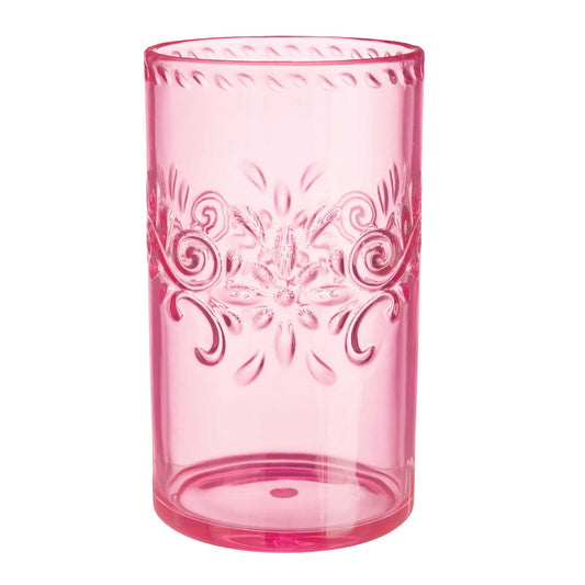 Boho Vibes Pink Floral Highball Tumblers Debossed Finish