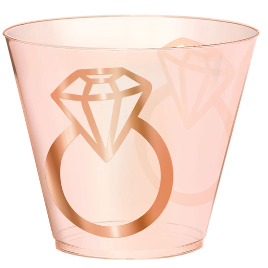 Blush Wedding Plastic Tumblers Diamond Hot Stamped