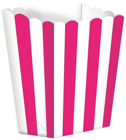 Popcorn Favor Boxes Small Striped Bright Pink