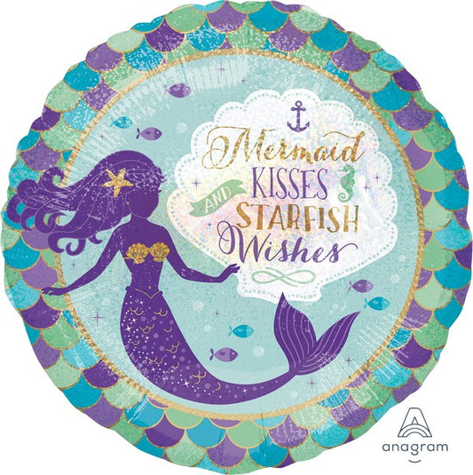 45cm Standard Holographic Mermaid Wishes & Kisses S55