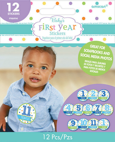 Baby Shower Stickers Month by Month Boy