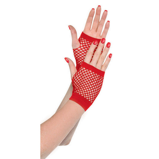 Fishnet Gloves Short - Red