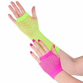 Totally 80s Fishnet Gloves Neon