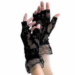 Pirate Fingerless Lace Gloves Black