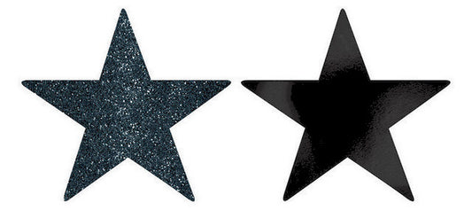 Solid Star Cutouts Foil & Glitter -  Black