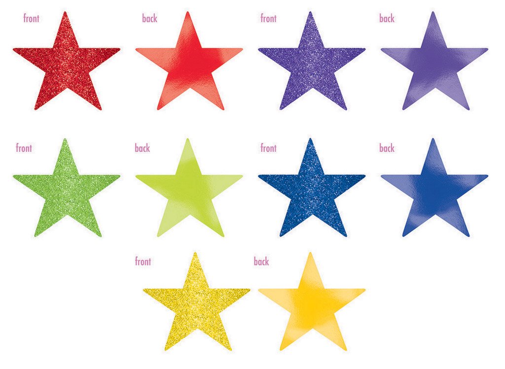 Solid Star Cutouts Foil & Glitter -  Rainbow