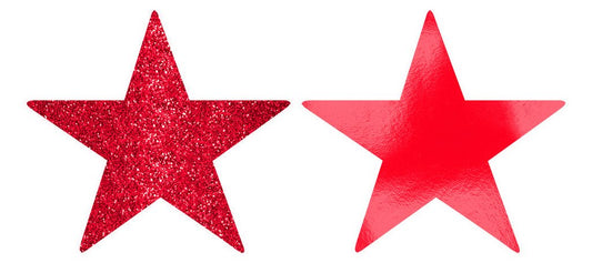 Solid Star Cutouts Foil & Glitter -  Apple Red
