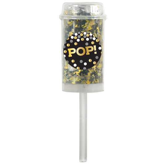 Confetti Tubes Push-Up Confetti POP! Poppers Black, Silver & Gold Foil