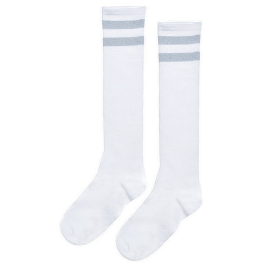 Striped Knee Socks Silver