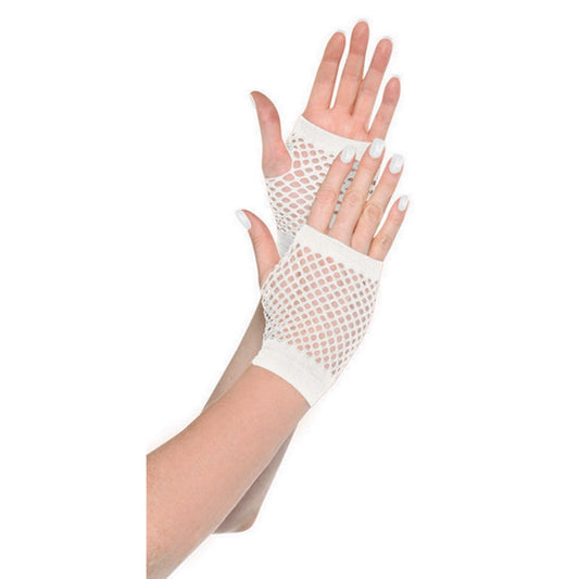 Fishnet Gloves Short - White