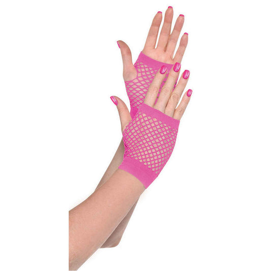 Fishnet Gloves Short - Pink