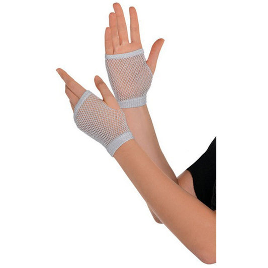 Fishnet Gloves Short - Silver