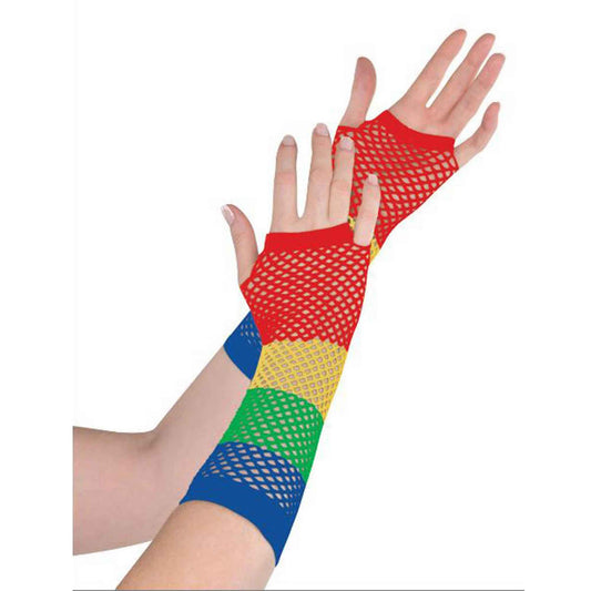 Fishnet Gloves Long - Rainbow