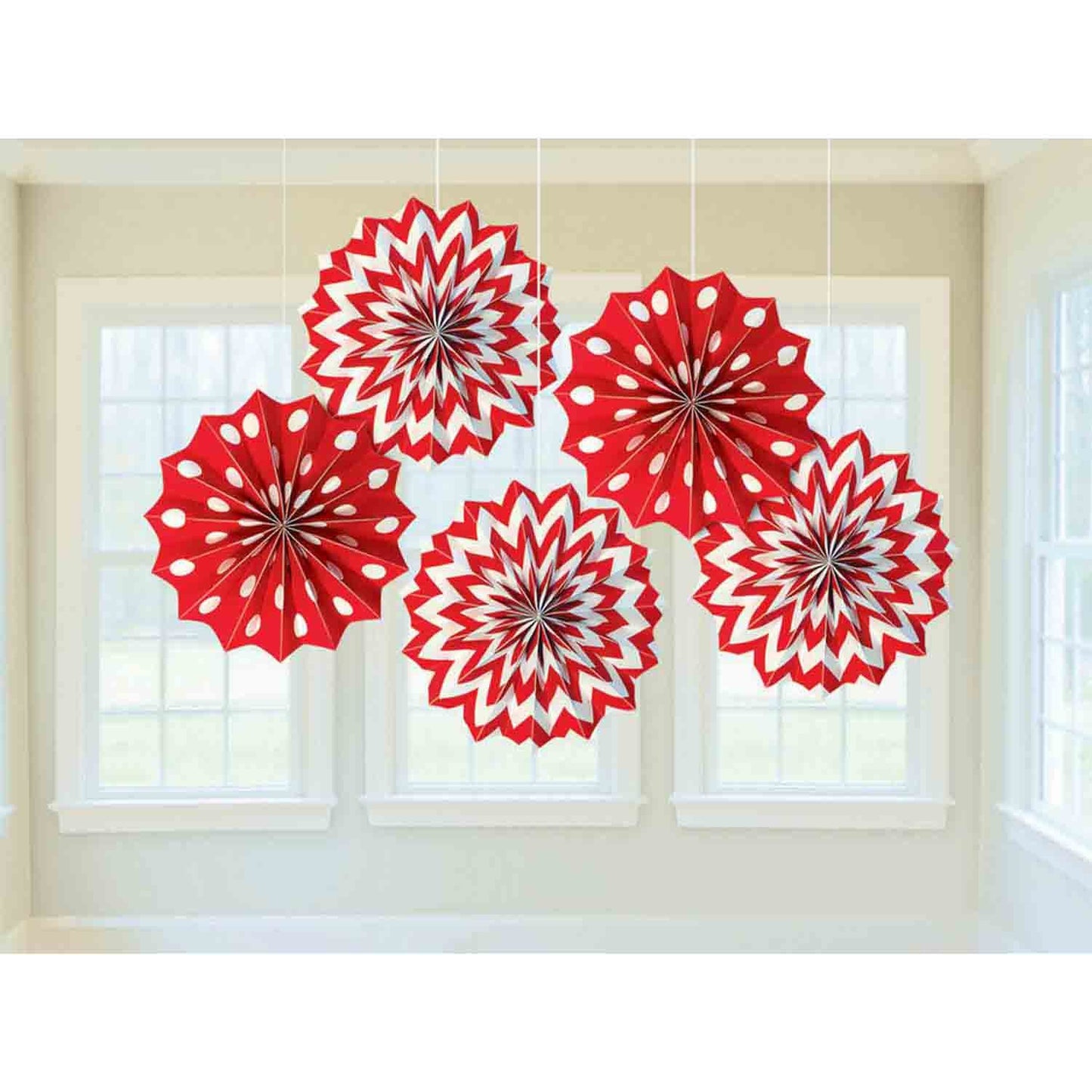 Fan Decorations Printed Paper  Apple Red