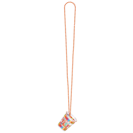 Fiesta Bead Chain Necklace with Plastic Shot Glass