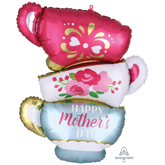 SuperShape XL Happy Mother's Day Satin Infused Teacups P35