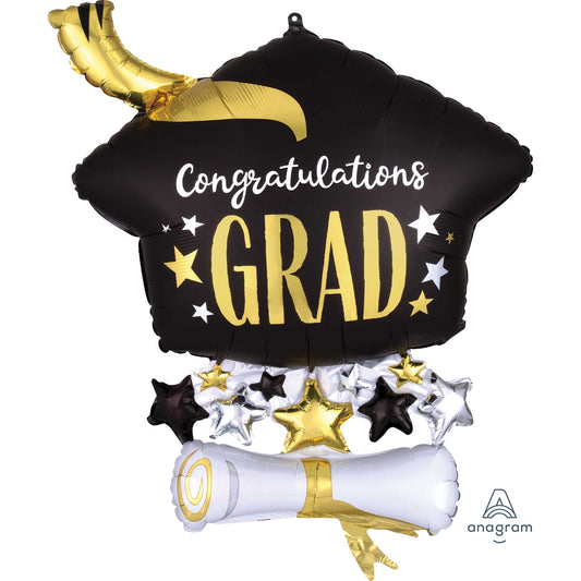 SuperShape XL Satin Infused Cap & Diploma Congratulations Grad P35
