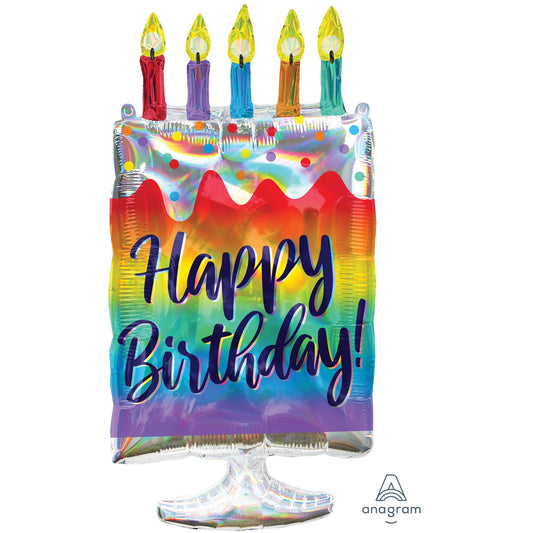 SuperShape Holographic Iridescent Cake Happy Birthday P40
