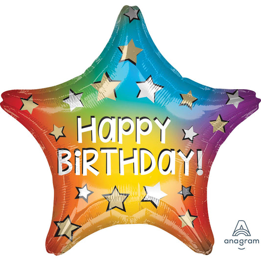 45cm Standard XL Star Happy Birthday Rainbow Star S40