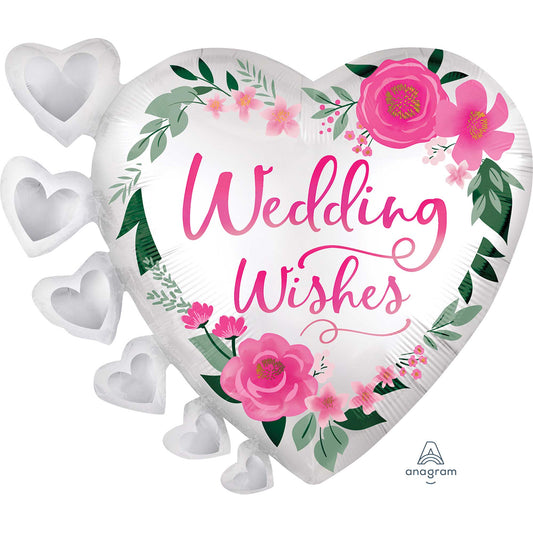 SuperShape XL Satin Wedding Wishes Flowers & Hearts P35