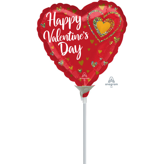 10cm Happy Valentine's Day Glitter Hearts A10