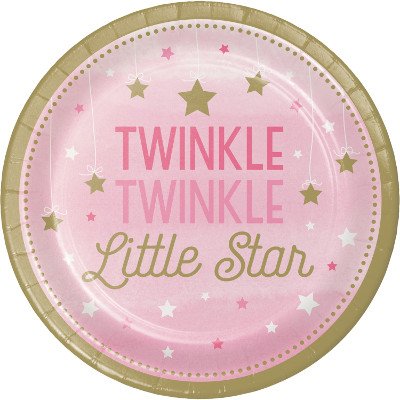 One Little Star Girl Lunch Plates Twinkle Twinkle Little Star Paper 18cm