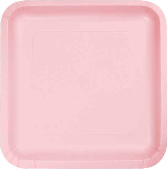 Classic Pink Square Lunch Plates Paper 18cm