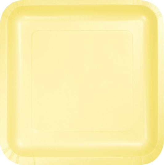 Mimosa Yellow Square Lunch Plates Paper 18cm