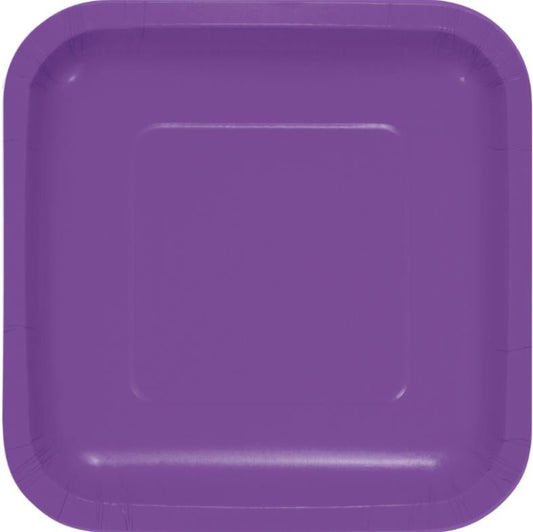 Amethyst Purple Square Lunch Plates Paper 18cm