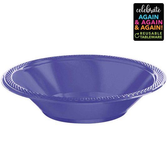 Premium Plastic Bowls 355ml 20 Pack - New Purple