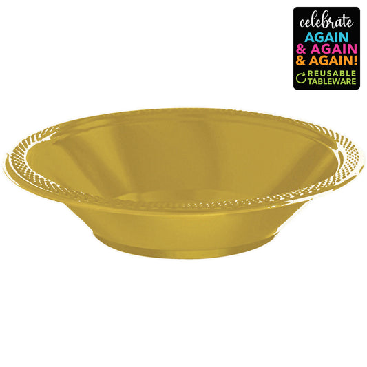 Premium Plastic Bowls 355ml 20 Pack - Gold