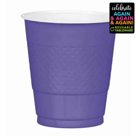 Premium Plastic Cups 355ml 20 Pack - New Purple