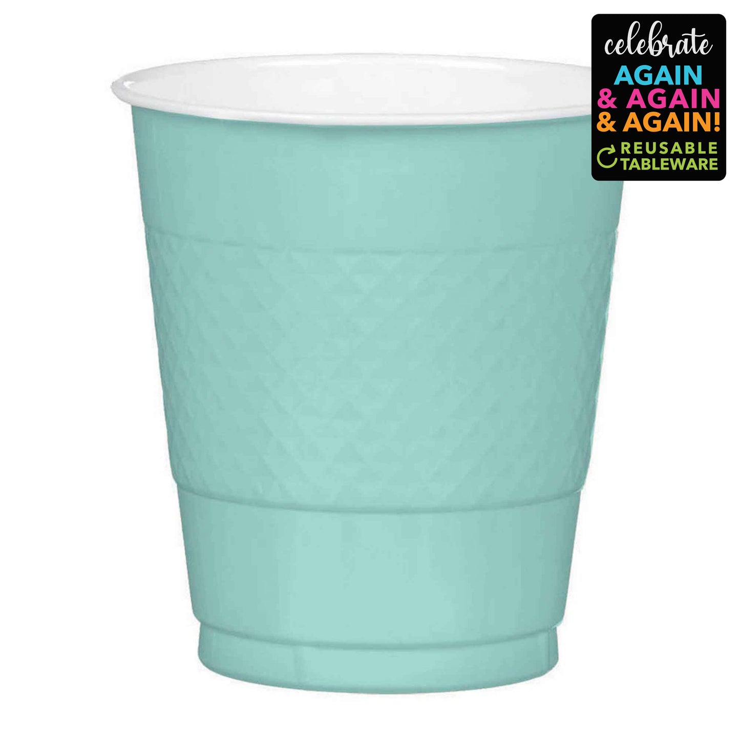 Premium Plastic Cups 355ml 20 Pack - Robin's Egg Blue