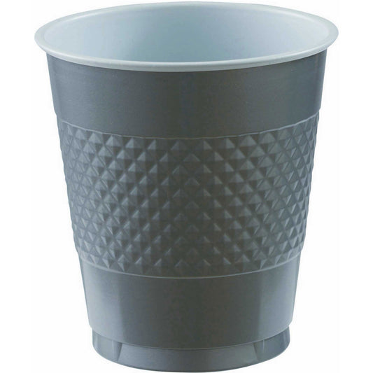 Premium Plastic Cups 355ml 20 Pack - Silver