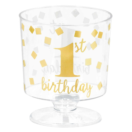 1st Birthday Hot-Stamped Tiny Pedestal Clear Cup