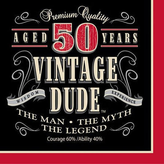 Vintage Dude 50th Birthday Lunch Napkins