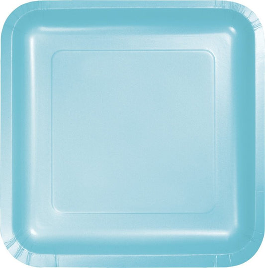 Pastel Blue Square Lunch Plates Paper 18cm