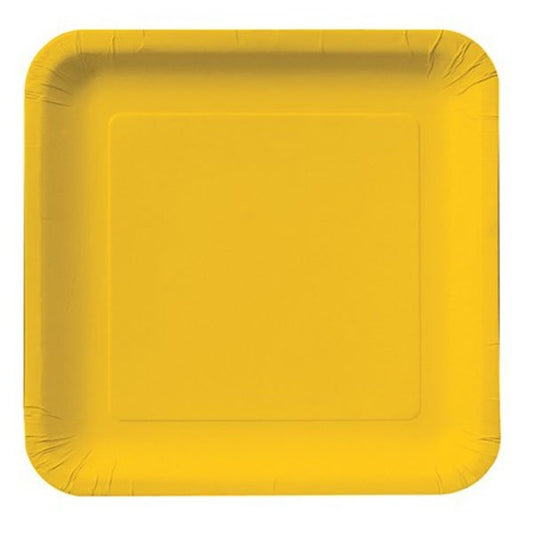 School Bus Yellow Square Lunch Plates Paper 18cm