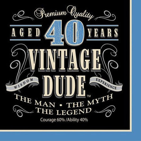 Vintage Dude 40th Birthday Lunch Napkins