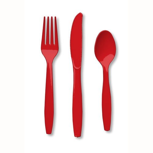 Classic Red Cutlery Set Plastic