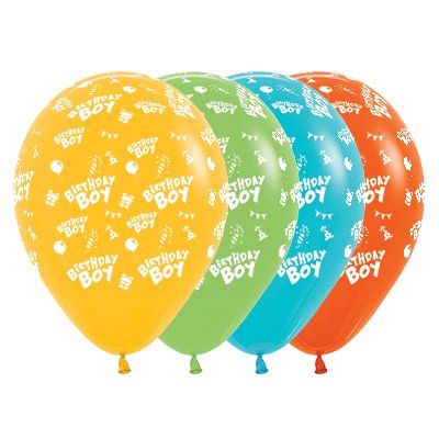 Sempertex 30cm Birthday Boy Tropical Assorted Latex Balloons, 25PK