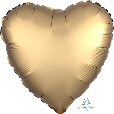 45cm Standard HX Satin Luxe Gold Sateen Heart S18