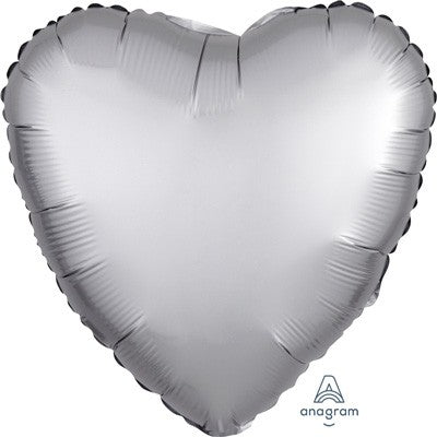 45cm Standard HX Satin Luxe Platinum Heart S18