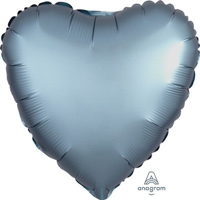 45cm Standard HX Satin Luxe Steel Blue Heart S18