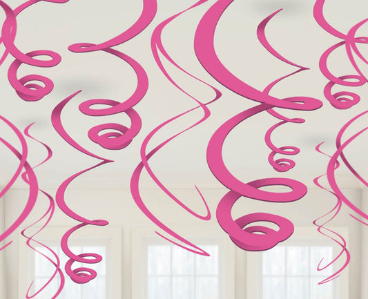 Plastic Swirl Decorations - Bright Pink