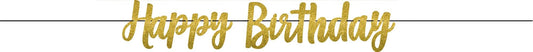 Gold Birthday Ribbon Happy Birthday Letter Banner - Glitter Paper